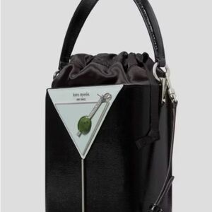 kate spade Black Mini Martini Bucket Bag with Green Accent
